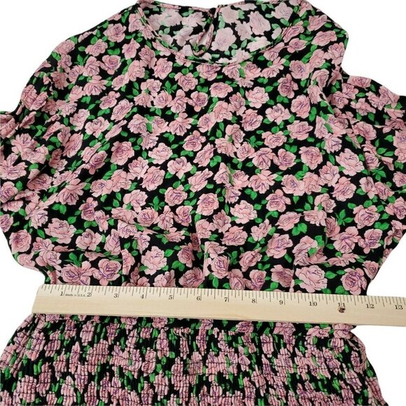 Zara Womens Mini Dress Large Floral Print Smocked Bottom Bloggers Favorite - Picture 10 of 12